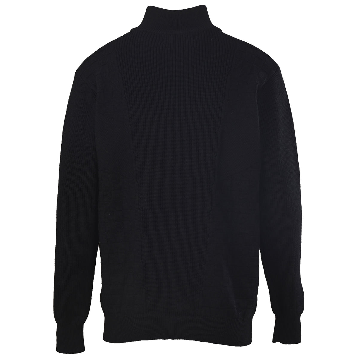 Louis Vuitton Black Cotton-Nylon Half-Zip Sweater, Unisex High-Neck Textured Knit Pullover with Tonal Damier Detailing and Ribbed Cuffs