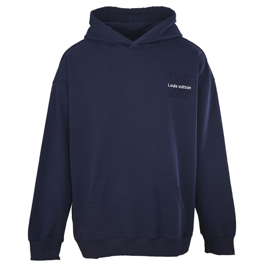 Louis Vuitton Embroidered Letter Logo Hoodie with Distressed Details | Tatami-Stitch Designer Streetwear