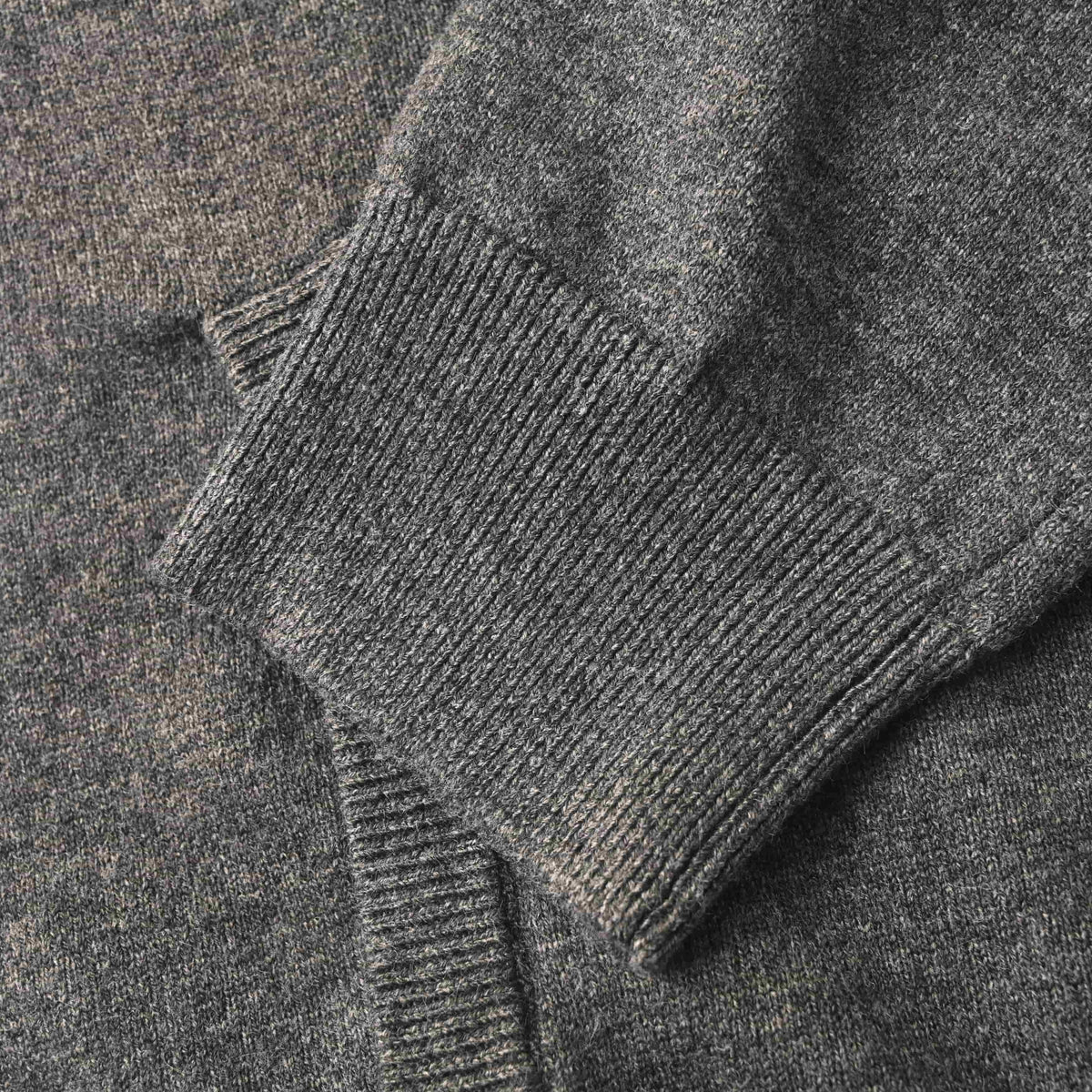 Louis Vuitton Heather Grey Cashmere-Blend Full-Zip Sweater with Tonal Embossed Logo, Stand-Collar Designer Knit Cardigan