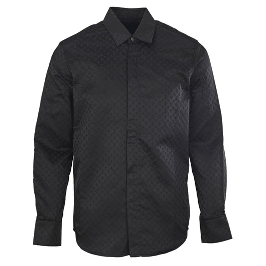 Louis Vuitton Subtle Jacquard Long-Sleeve Mulberry Silk Shirt | Designer Luxury Evening & Smart Casualwear