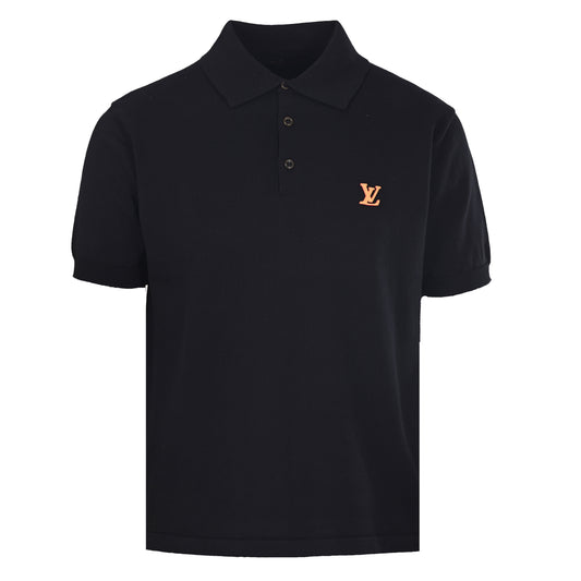 Louis Vuitton Leather-Detail Knit Polo – Designer Short-Sleeve Shirt
