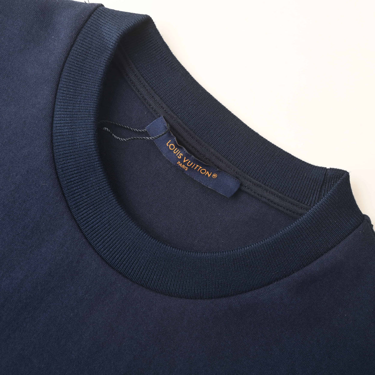 Louis Vuitton Leather Logo Patch Crewneck Sweatshirt | Designer Casual Pullover for Understated Streetwear