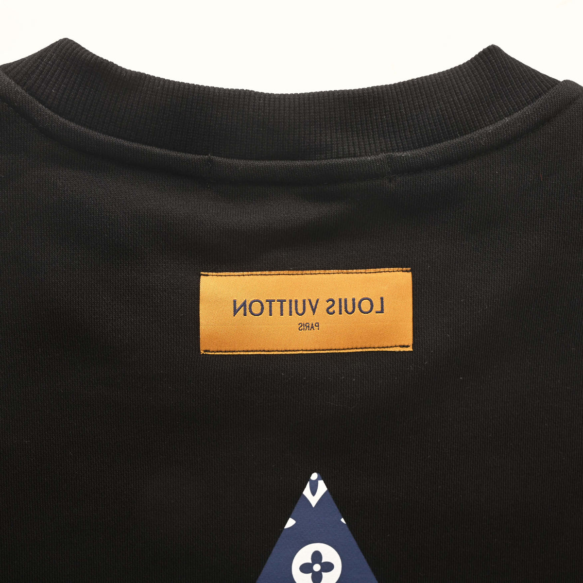 Louis Vuitton Black Monogram Puff-Print Crewneck Sweatshirt, Unisex Oversized Cotton Pullover with Chest Logo and Statement Flower Back Graphic