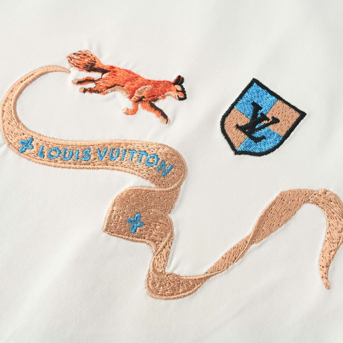 Louis Vuitton Vintage-Inspired Fox Crest Embroidered Tee | Designer Casual