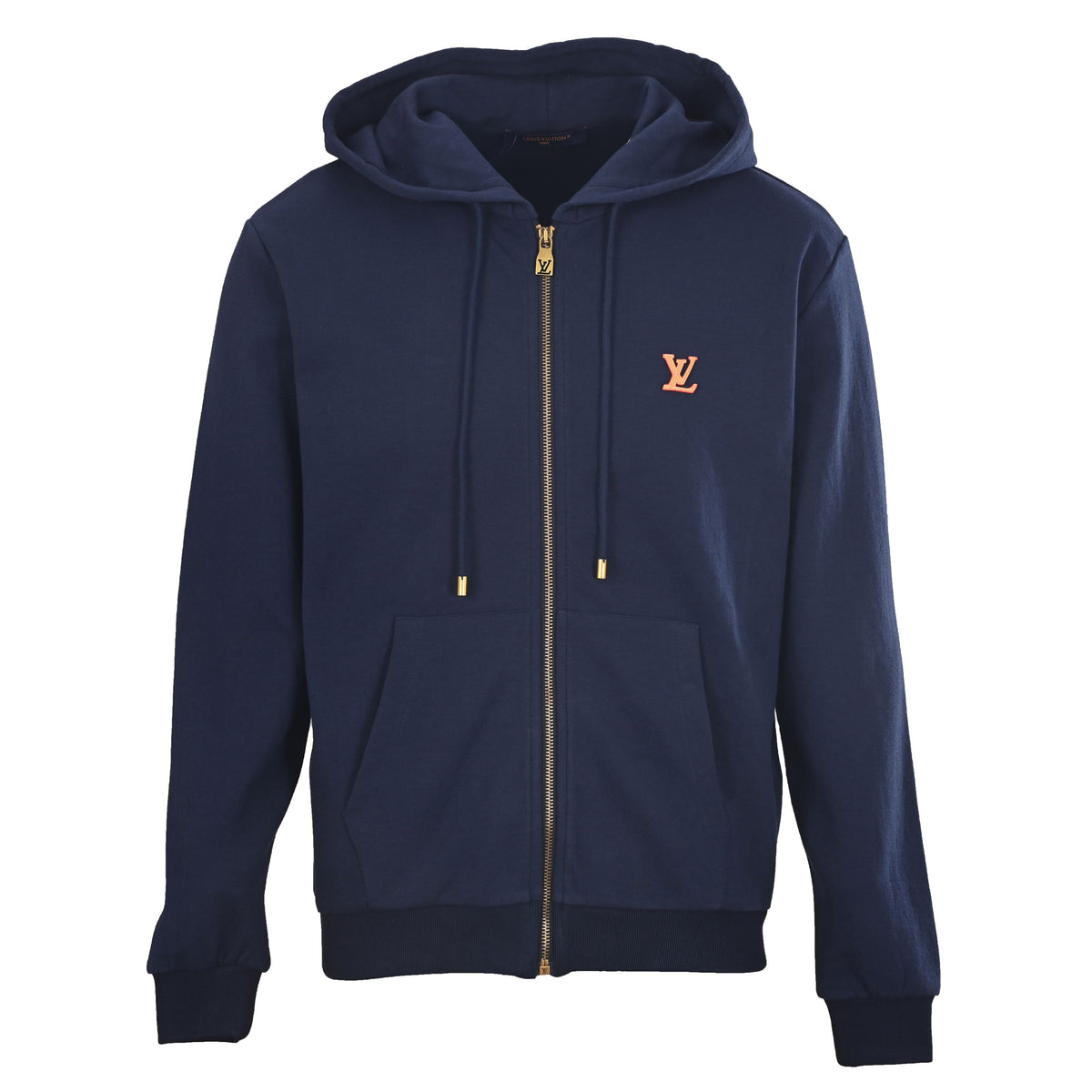 Louis Vuitton Leather Logo Zip-Up Hoodie | Luxury Designer Hooded Sweatshirt for Casual Layering & Streetwear