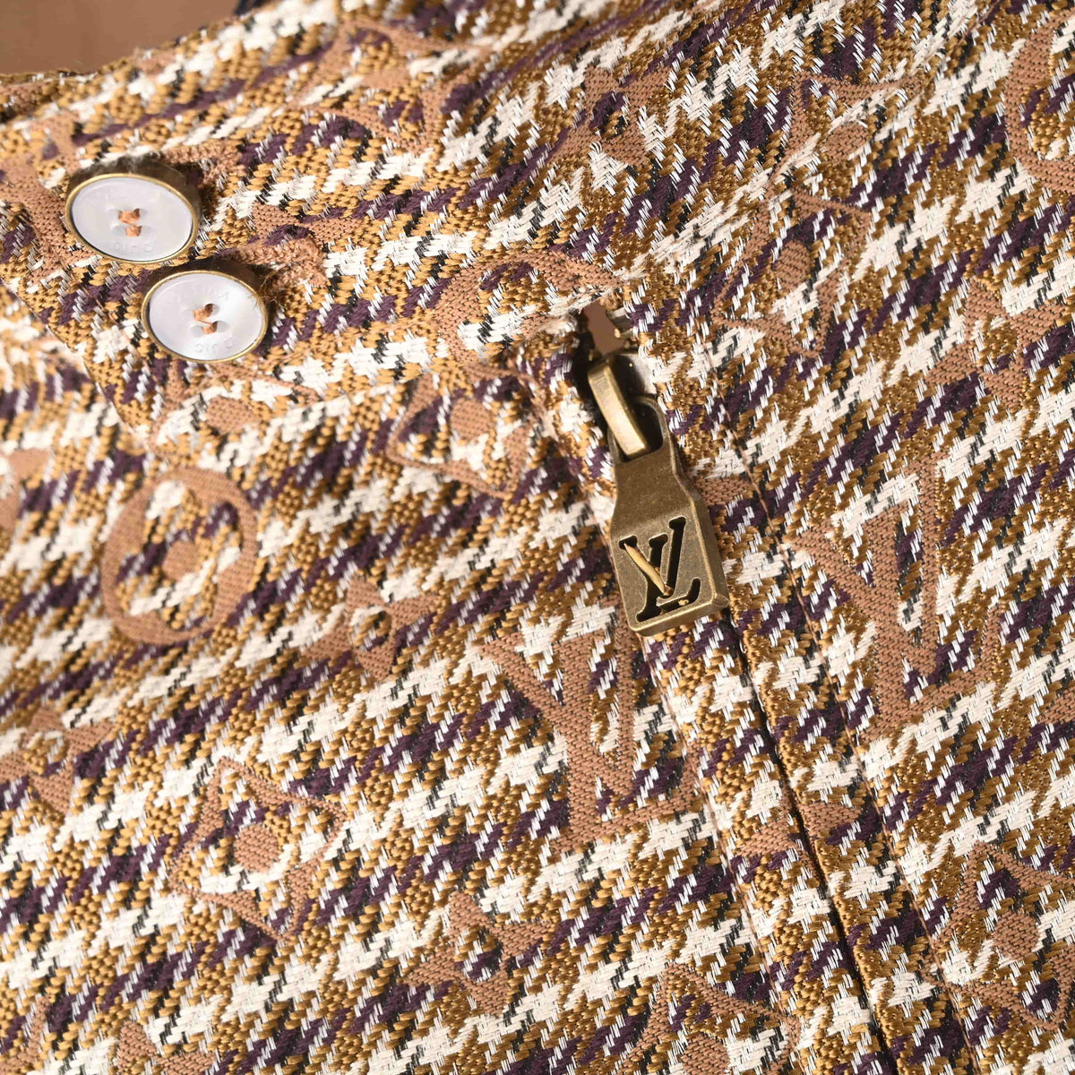 Louis Vuitton Houndstooth Monogram Jacket | Designer Patterned Outerwear for Smart Casual and Modern Streetwear
