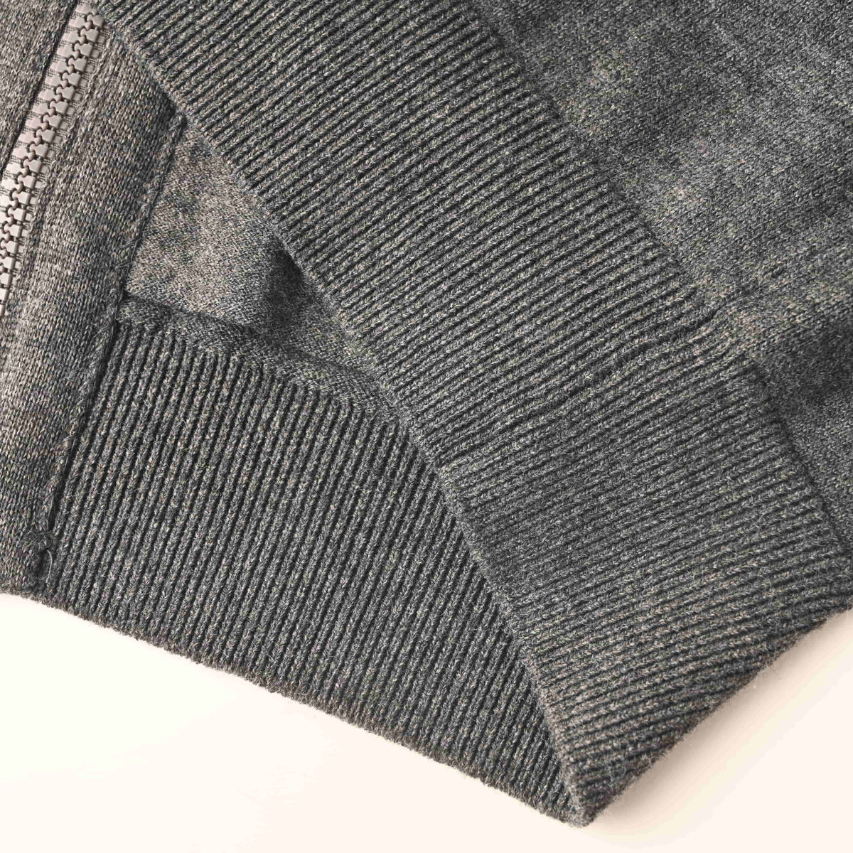 Louis Vuitton Heather Grey Cashmere-Blend Full-Zip Sweater with Tonal Embossed Logo, Stand-Collar Designer Knit Cardigan