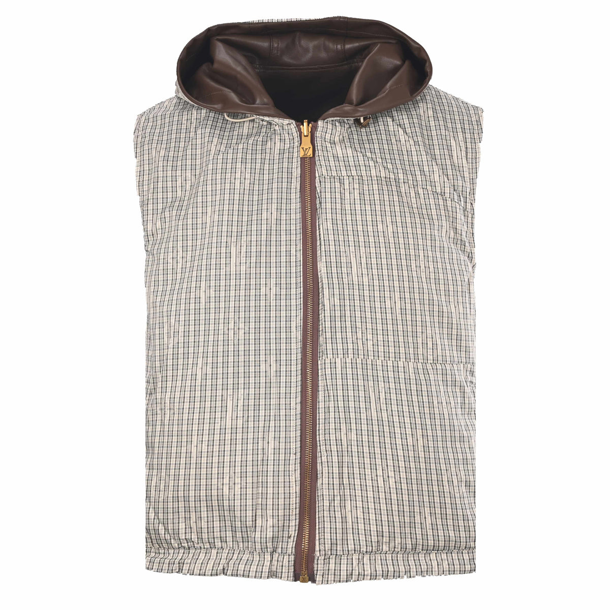 Louis Vuitton Reversible Check Leather Vest | Designer Sleeveless Jacket for Modern Layering & Statement Casual Style