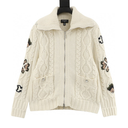 Chanel Cable-Knit Zip-Up Jacket