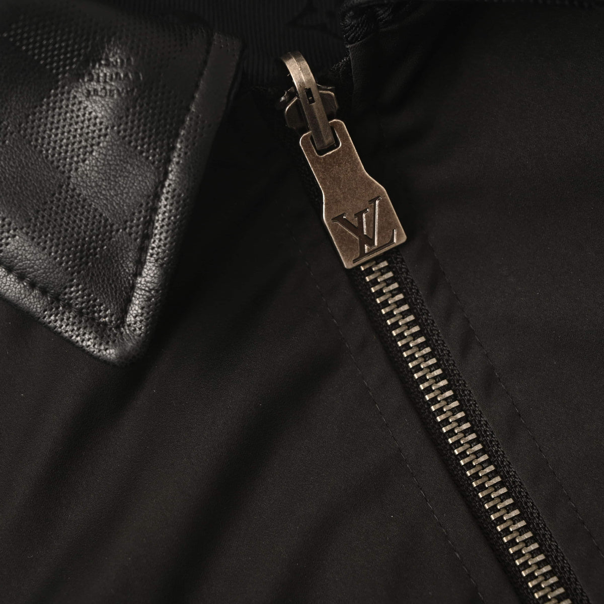 Louis Vuitton Leather-Collar Checkerboard Jacket | Reversible Cinched-Waist Designer Luxury Casual Outerwear