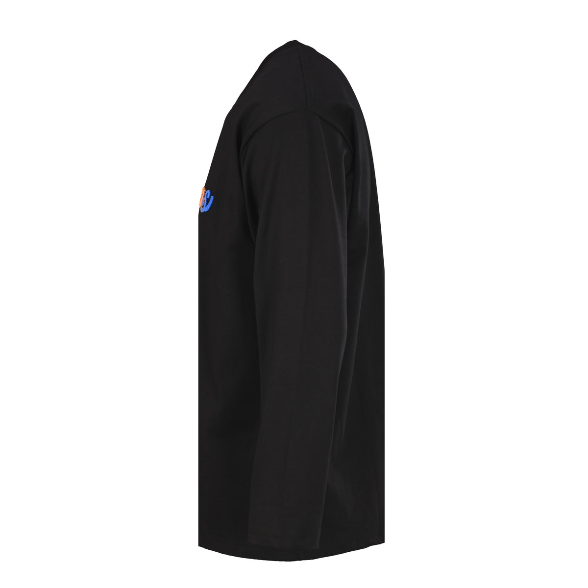 Louis Vuitton Black Lovers Embroidered Long-Sleeve T-Shirt, Unisex Cotton Crewneck with Multicolor Gradient Raised Logo and Back Neck Label