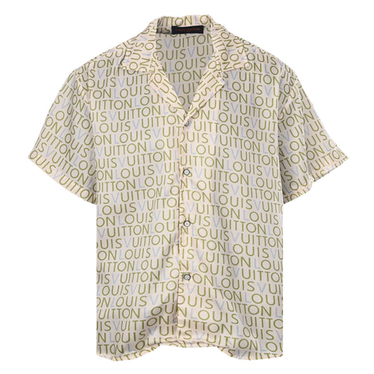Louis Vuitton All-Over Letter Print Short-Sleeve Shirt | Resort Style
