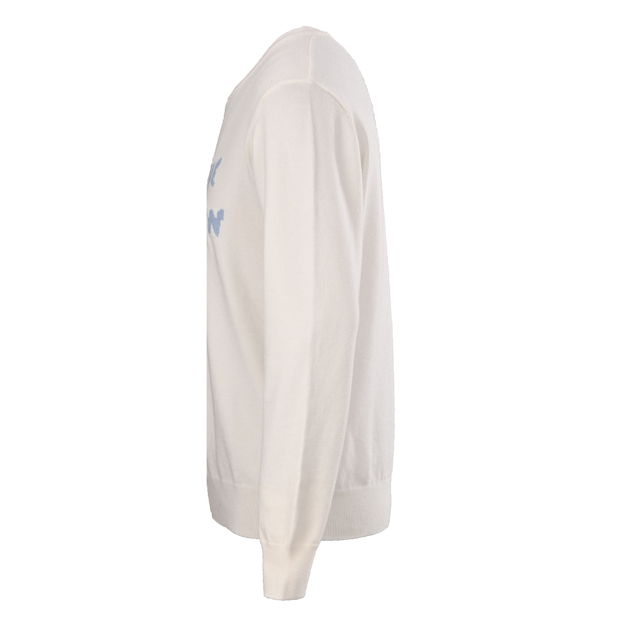 Louis Vuitton Light Blue Monogram Jacquard Knit Sweater - Lettering Pattern Designer Knitwear for Casual Layering