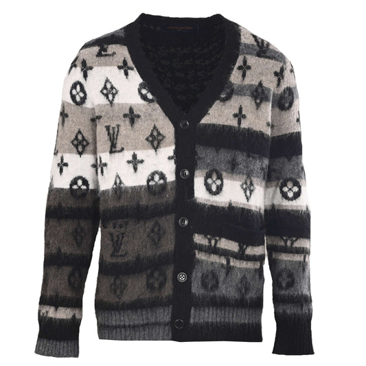 Louis Vuitton Monogram Contrast Jacquard Mohair Knit Cardigan – Luxury Designer Streetwear Layer
