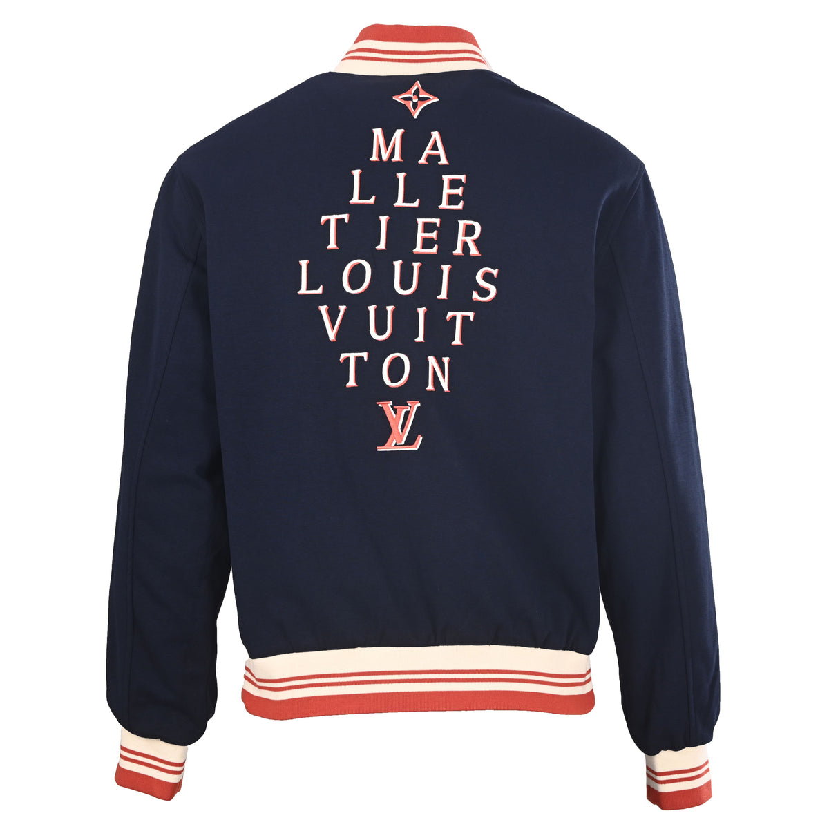 Louis Vuitton Overlapping Letter Embroidered Baseball Jacket | Luxury Designer Varsity Streetwear
