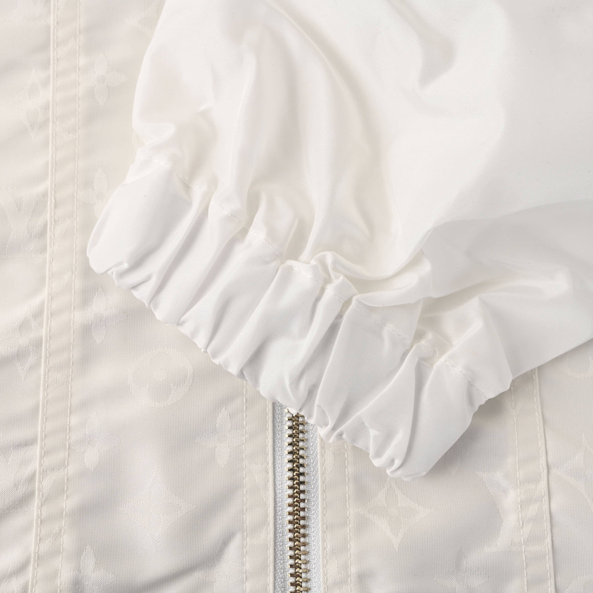 Louis Vuitton White Hooded Windbreaker Jacket, Lightweight Relaxed-Fit Zip-Up with Utility Details for Designer Streetwear
