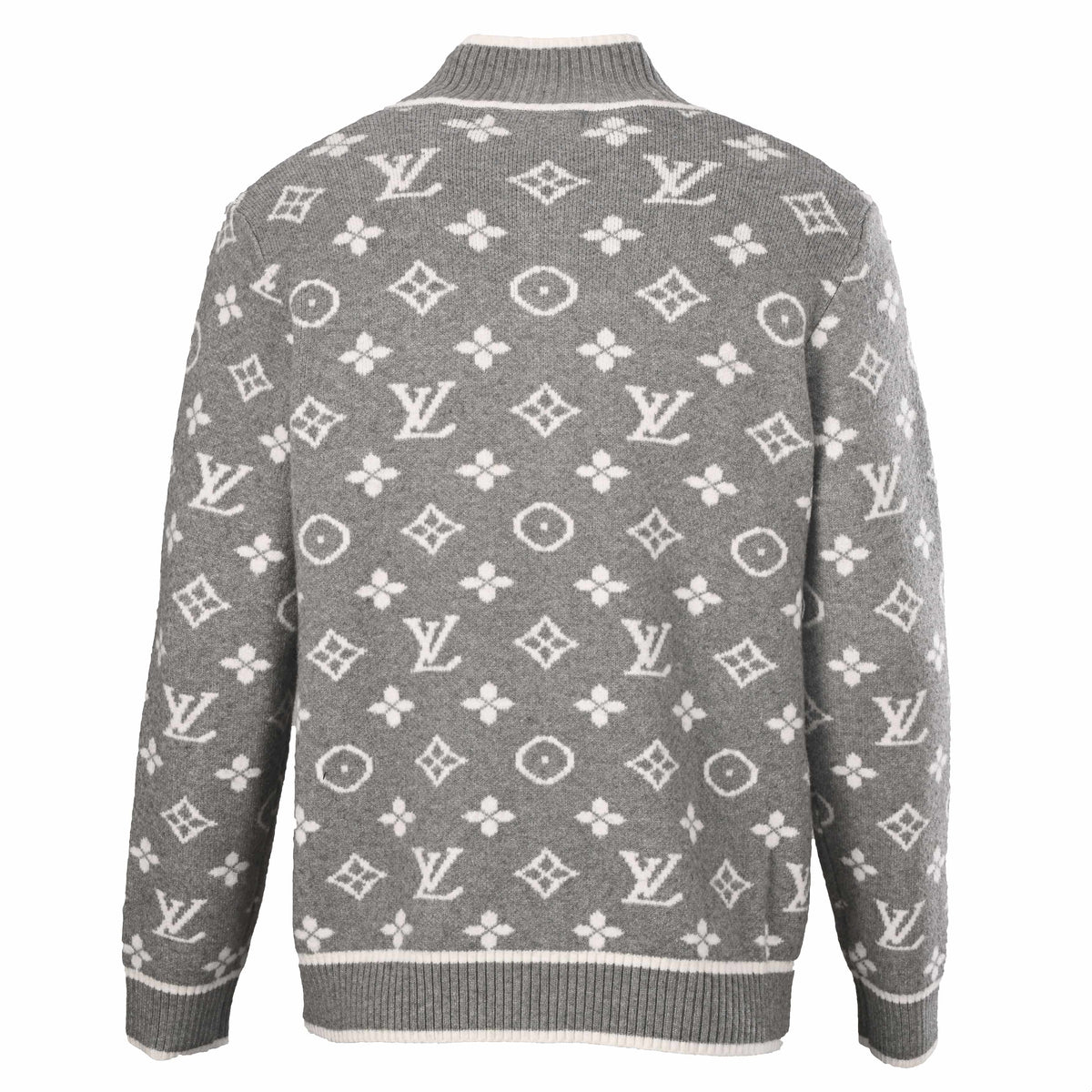 Louis Vuitton All-Over Monogram Jacquard Zip-Up Cardigan | Dual-Zip Designer Knitwear Sweater