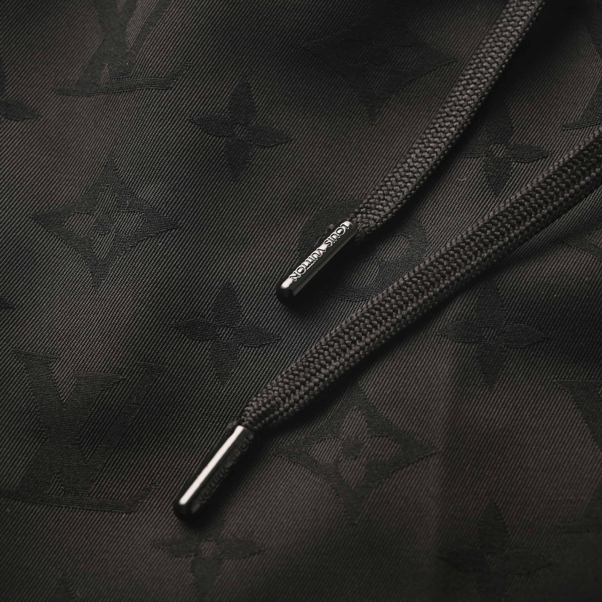 Louis Vuitton Black Tonal Jacquard Wool Dress Trousers, Tailored-Fit Suit Pants with All-Over Woven Pattern and Streamlined Formal Styling