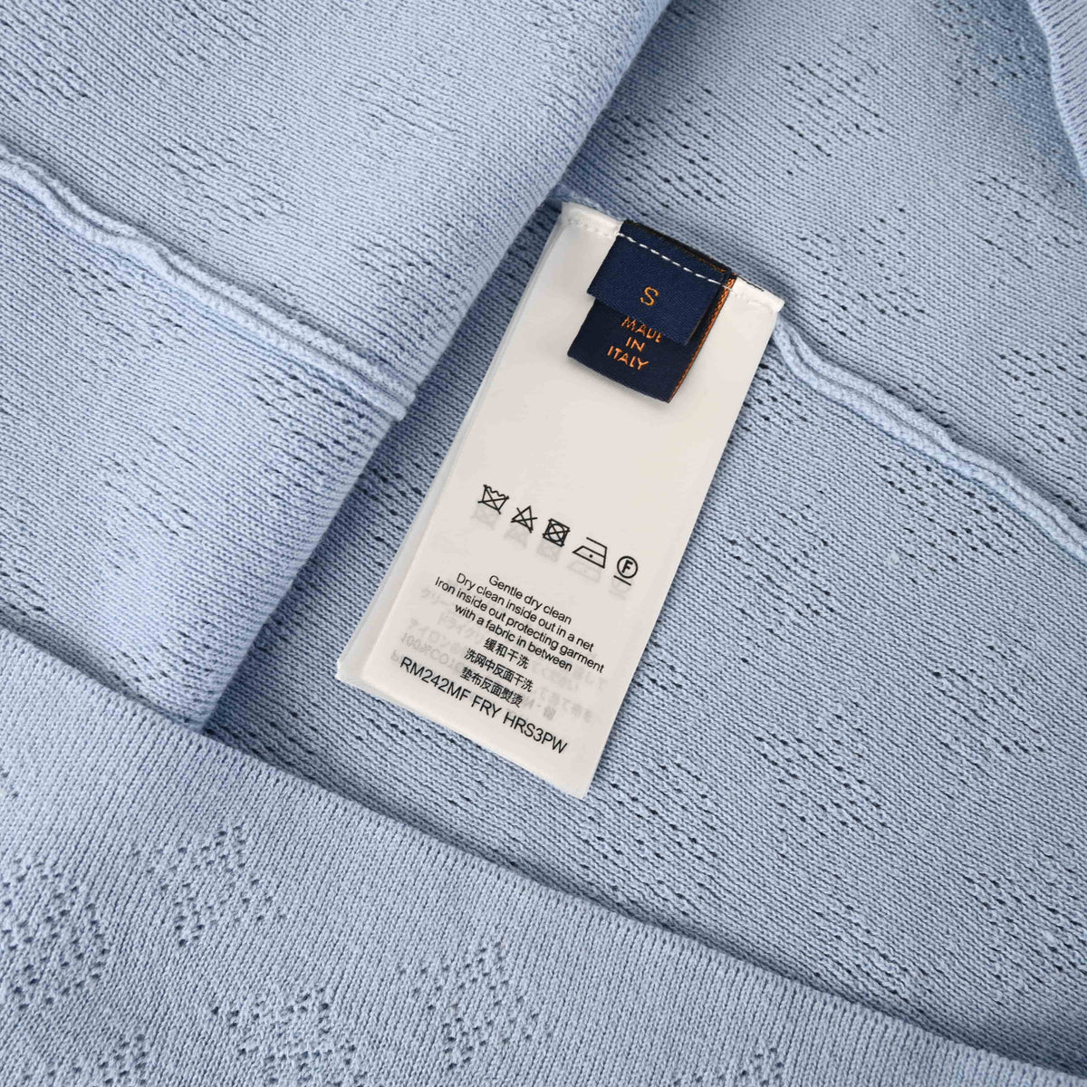 Louis Vuitton Light Blue Monogram Mesh Polo Shirt | Designer Resort Knit