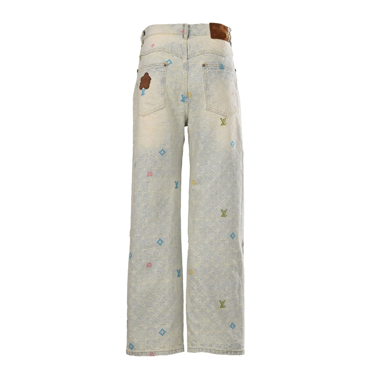 Louis Vuitton Candy Embroidered Jeans - Playful Graphic Denim Pants for Designer Casual Streetwear
