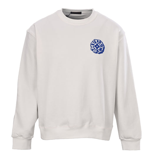 Louis Vuitton Blue Flocked Detail Crewneck Sweatshirt - Textured Designer Casual Pullover for Everyday Streetwear