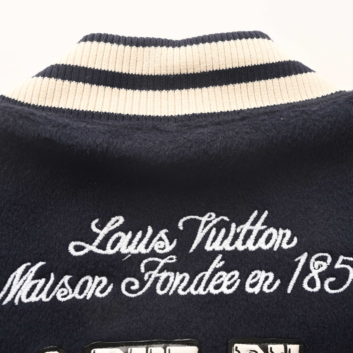 Louis Vuitton Back Lettering Baseball Jacket with Monogram Interior | Designer Varsity Streetwear Outerwear