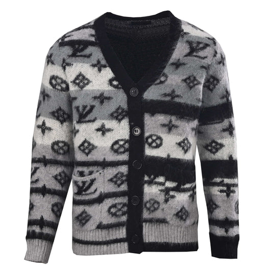 Louis Vuitton Gradient Monogram Mohair-Blend Cardigan - Relaxed V-Neck Striped Designer Knitwear