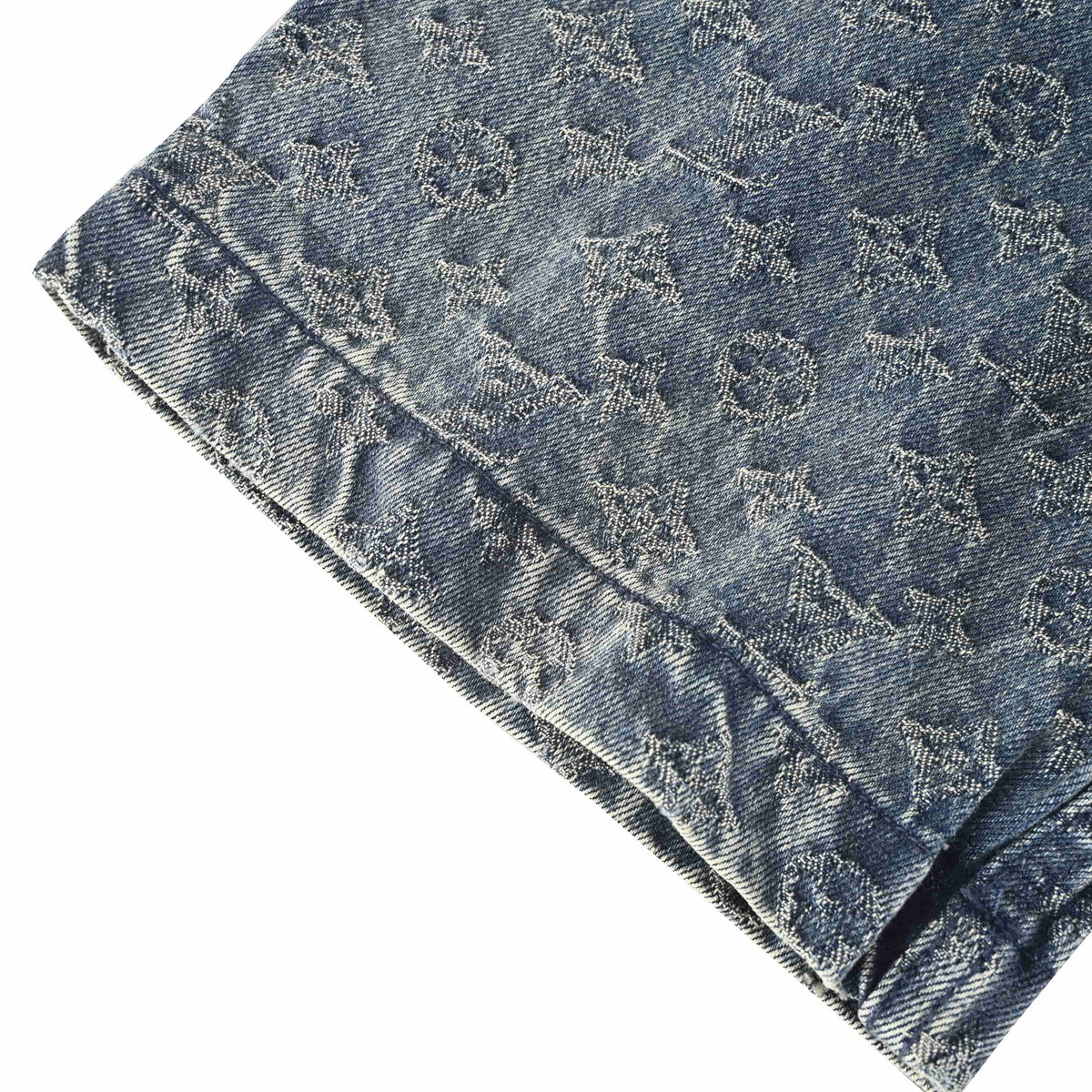 Louis Vuitton All-Over Monogram Jacquard Short-Sleeve Denim Shirt | Luxury Designer Casual Streetwear