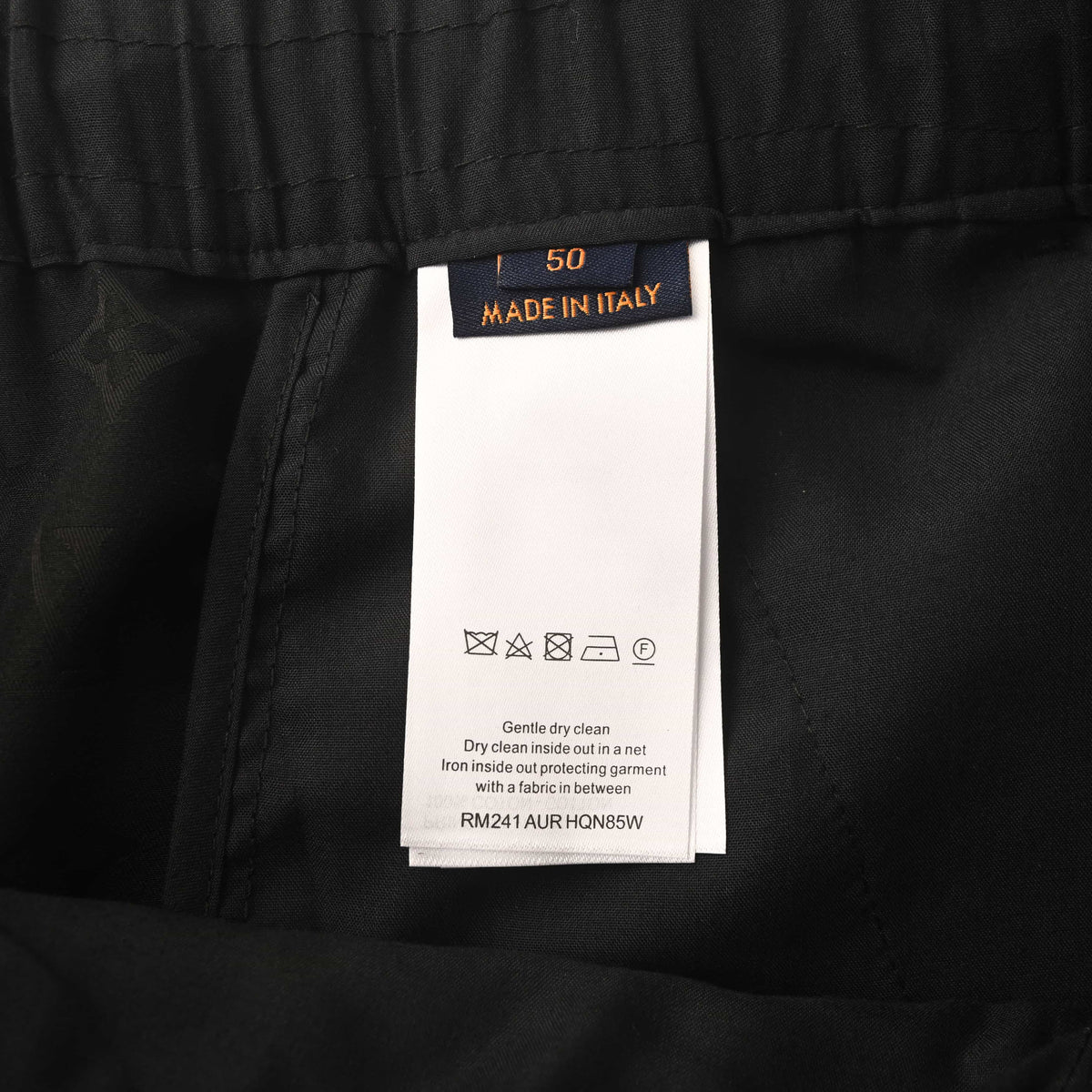 Louis Vuitton Black Tonal Jacquard Wool Dress Trousers, Tailored-Fit Suit Pants with All-Over Woven Pattern and Streamlined Formal Styling