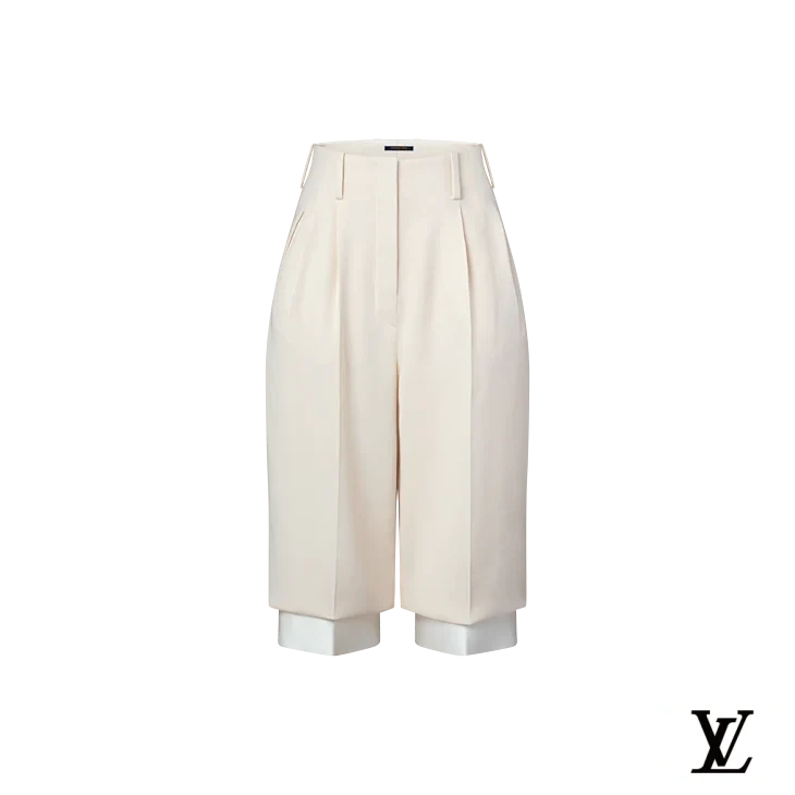 Louis Vuitton Dark Brown Linen Cuffed Shorts