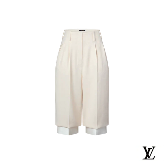 Louis Vuitton Dark Brown Linen Cuffed Shorts