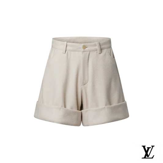 Louis Vuitton Beige Wool Cuffed Shorts