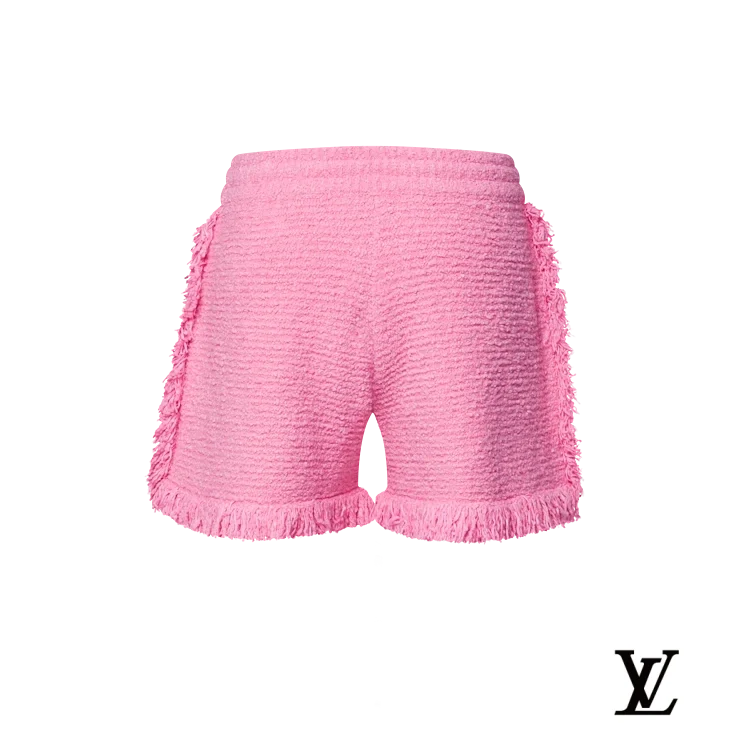 Louis Vuitton Pink Textured Fringe Drawstring Shorts