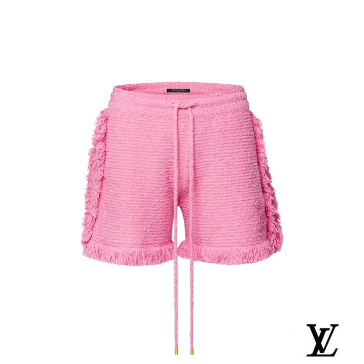 Louis Vuitton Pink Textured Fringe Drawstring Shorts