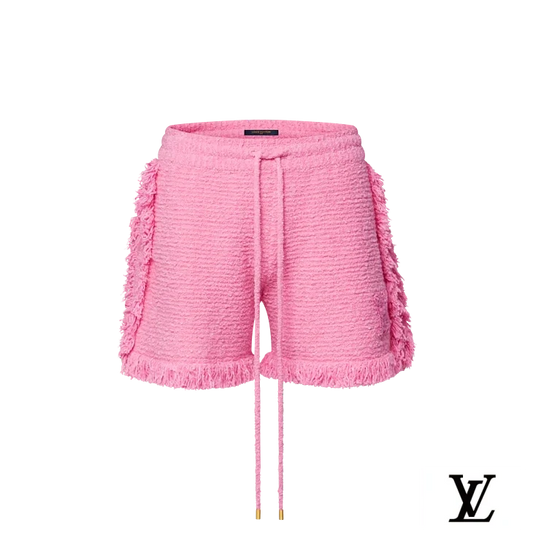 Louis Vuitton Pink Textured Fringe Drawstring Shorts