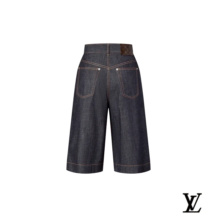 Louis Vuitton Dark Denim Pleated Culotte Shorts
