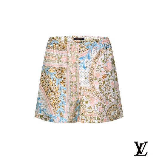 Louis Vuitton Multicolour Floral Scarf Print Silk Shorts