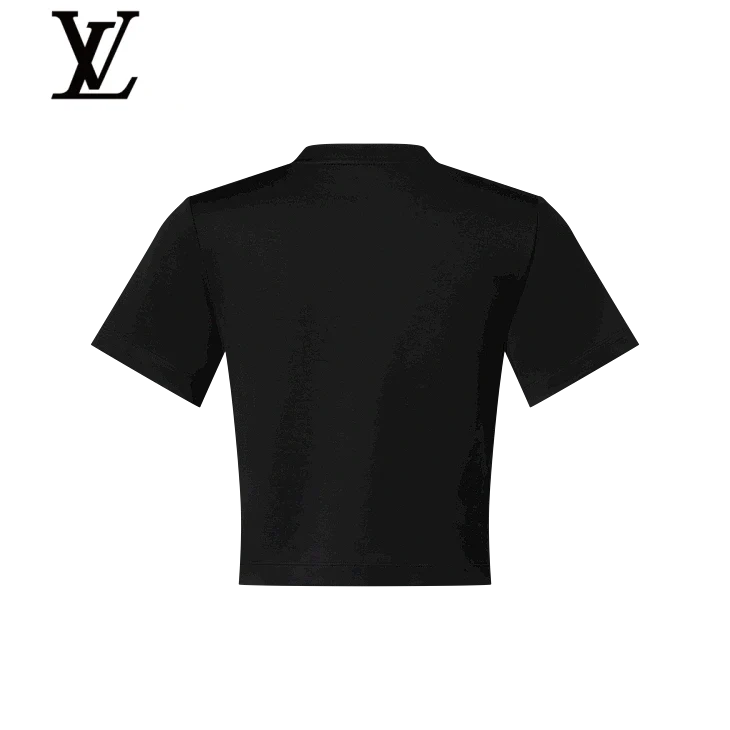Louis Vuitton Black Pink Wax Seal Anchor Cropped T-Shirt