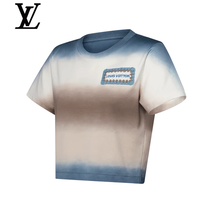 Louis Vuitton Blue Beige Gradient Cropped T-Shirt
