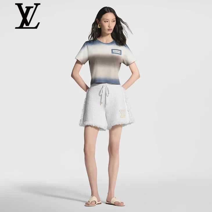 Louis Vuitton Blue Beige Gradient Cropped T-Shirt