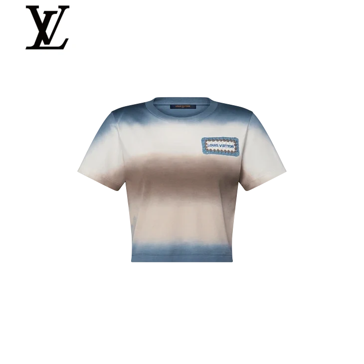 Louis Vuitton Blue Beige Gradient Cropped T-Shirt