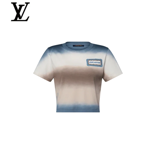 Louis Vuitton Blue Beige Gradient Cropped T-Shirt