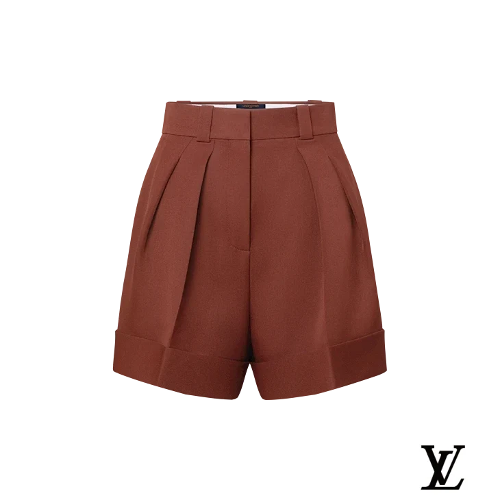 Louis Vuitton Brown Pleated Cuffed Shorts