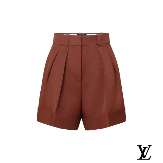 Louis Vuitton Brown Pleated Cuffed Shorts