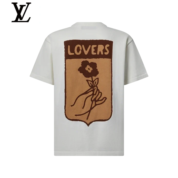 Louis Vuitton White Lovers Flower Print Short Sleeve T-Shirt