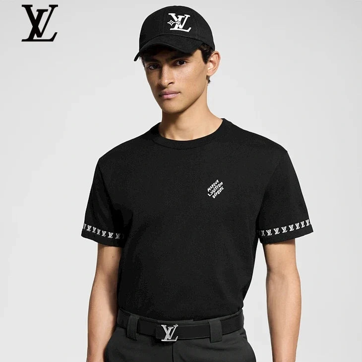 Louis Vuitton Black Cuff Logo Short Sleeve T-Shirt