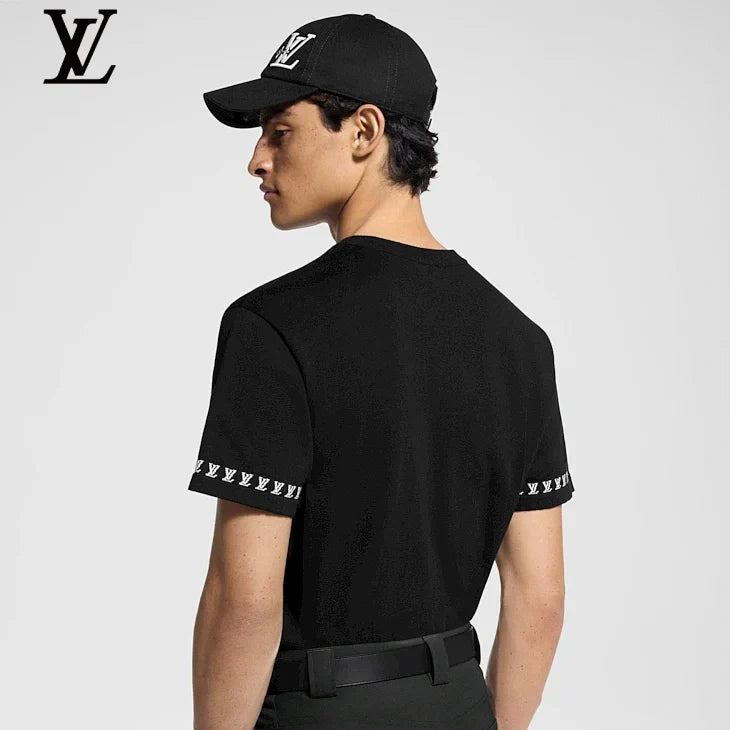Louis Vuitton Black Cuff Logo Short Sleeve T-Shirt