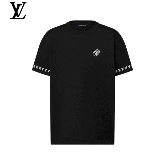 Louis Vuitton Black Cuff Logo Short Sleeve T-Shirt