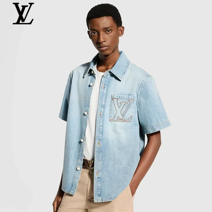 Louis Vuitton Light Blue Denim Short Sleeve Shirt