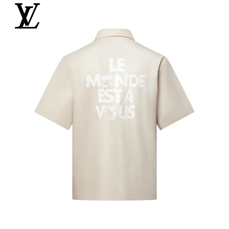 Louis Vuitton Off-White Leather Patch Pocket Short Sleeve Shirt